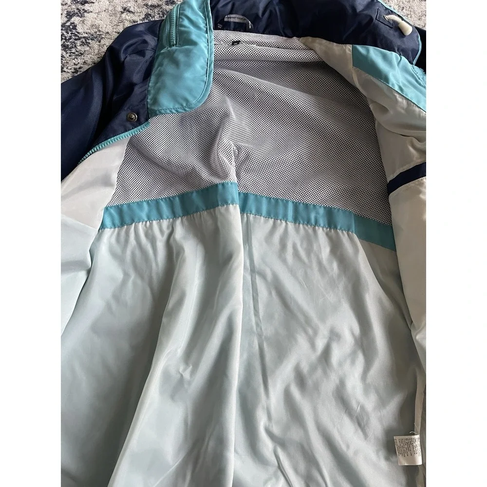 Vintage 90s Colorblock Sailing Jacket Men's‎ M Aqua Navy Windbreaker Zip Lined